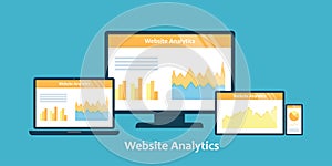 Flat design vector illustration concept of website analytics