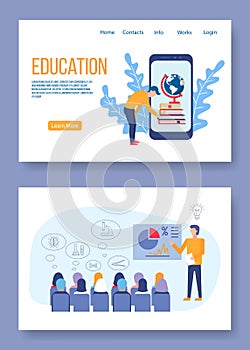 Flat design vector illustration concepts of education and online learning.