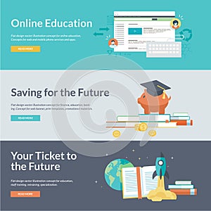 Flat design vector illustration concepts for online education