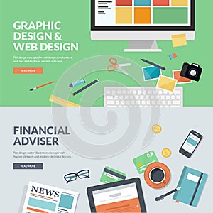 Flat design vector illustration concepts for web design and finance