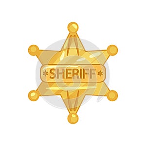 Flat design vector illustration of sheriff s golden badge in star shape with inscription photo