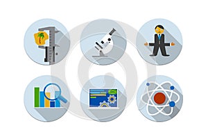 Flat design vector illustration six icons set