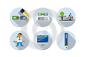 Flat design vector illustration six icons set