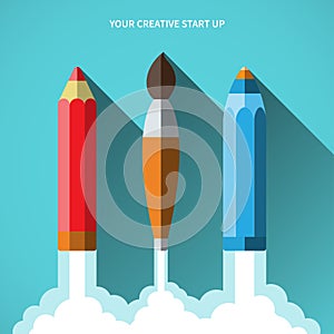 Flat design vector illustration startup concept