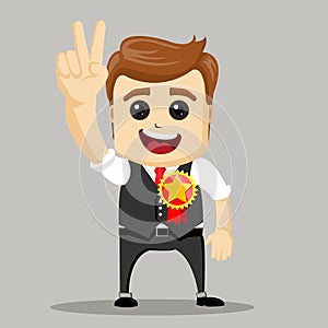 Flat design vector illustration. Vector of Businessman with Gold medal.