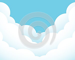 Flat design vector illustration of white clouds on blue sky - wi