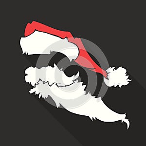 Flat Design Vector Santa Claus Face with beard and