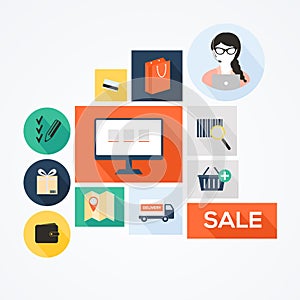 Flat design vector stylish illustration concept with icons