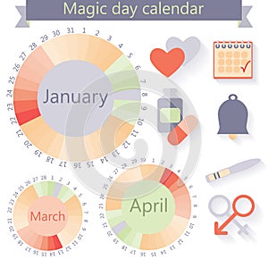 Flat design, vector woman's calendar and fertility