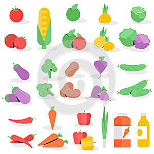 Flat design vegetable icon set