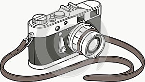 Flat Design Vintage Camera with Strap Vector, vector design Generative AI