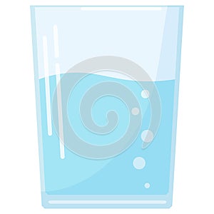 Flat design water glass icon in cartoon style isolated on white background