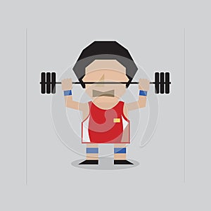 Flat Design Weight Lifter Sportman Lifting Heavyweight Barbell Vector