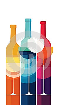 Flat design wine tasting banner, wite modern flyer card. Graphic Illustration. AI generative