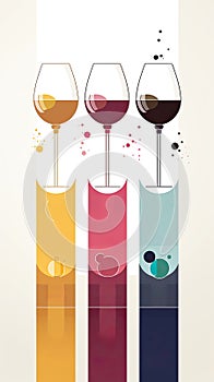 Flat design wine tasting banner, wite modern flyer card. Graphic Illustration. AI generative