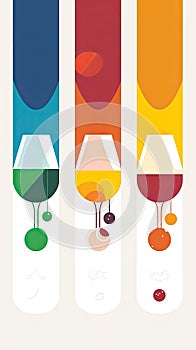 Flat design wine tasting banner, wite modern flyer card. Graphic Illustration. AI generative