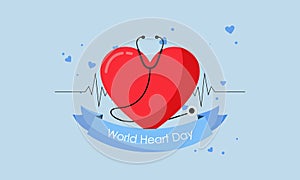 Flat design world heart day concept