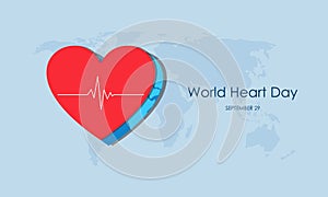 Flat design world heart day concept