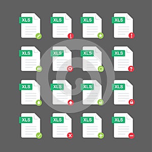 Flat design with XLS files icon set ,symbol set, vector design element illustration