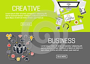 Flat designed banners for creative and business. vector