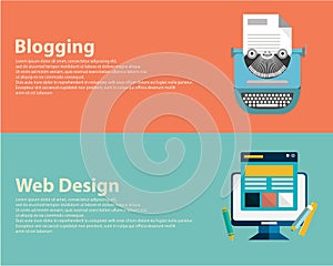 Flat designed banners for graphic design, web design and blogging. Vector