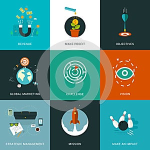 Flat designed business concepts