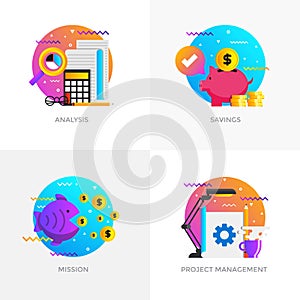 Flat Designed Concepts - Analysis, Savings, Mission and Project