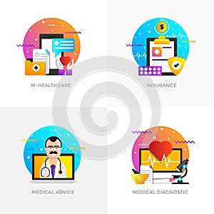 Flat Designed Concepts - M-Healthcare, Insurance, Medical Advice