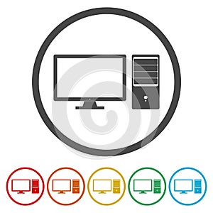 Flat desktop computer icon set