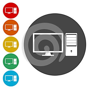 Flat desktop computer icon set