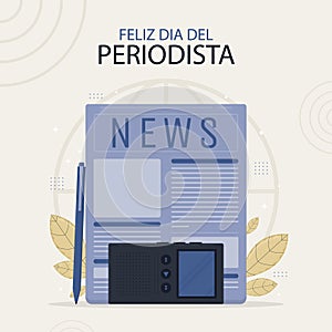 Flat dia del periodista Vector illustration. photo