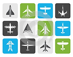 Flat different types of plane icons