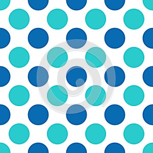 Flat dotted seamless vector pattern in blue and turquoise colors