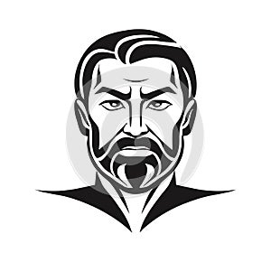 stoic man, flat drawing in simple lines for graphic use in branding photo