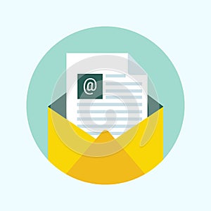Flat e-mail envelope icon isolated on white background