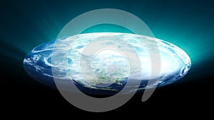 Flat Earth on black background. Digital illustration