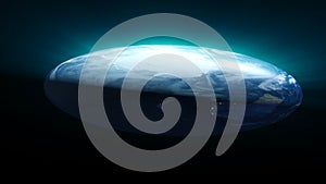 Flat Earth on black background. Digital illustration