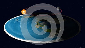 Flat Earth Model. Side view without clouds layer photo