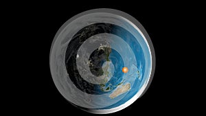 Flat Earth Model. Top view .