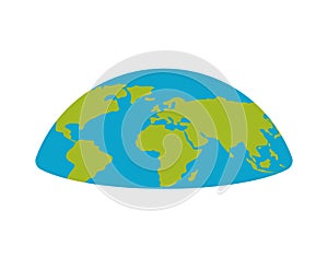 Flat earth planet semicircle. Universe Vector illustration