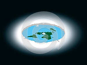 Flat Earth surrounded by Antarctica. Illustration.