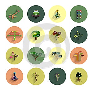 Flat eco tree infographic icon design templates