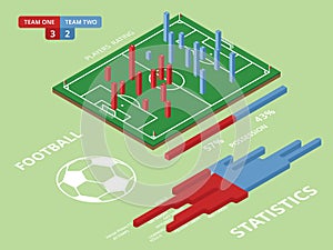 Flat Elements Of Football Match Infographics. Vector Illustratio
