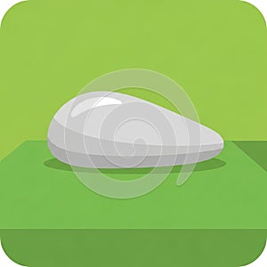 On a flat elevated platform of the same green color creating a simple