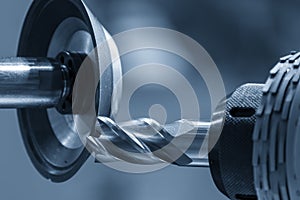 The flat end mill tool regrinding process on regrinding machine