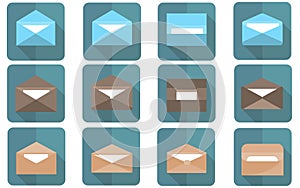 Flat envelope in flat design. Emailing and global communication