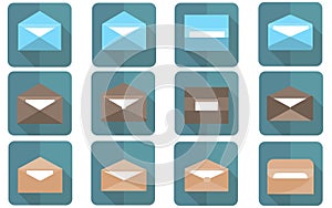 Flat envelope in flat design. Emailing and global communication photo