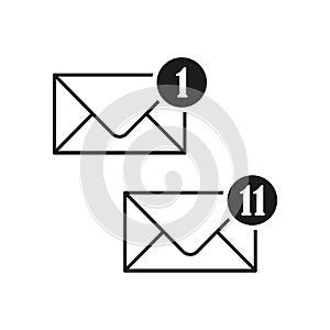 Flat envelopes messages icons. New message concept. Vector illustration.