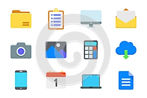 Flat essential icon set for UI UX design element