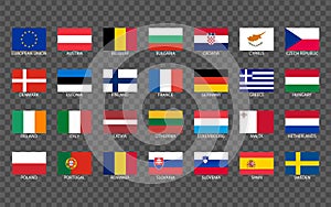 Flat european union countries flags